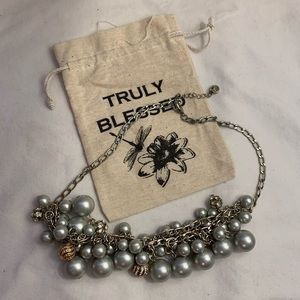 LOFT Gray Pearl and Gold Necklace